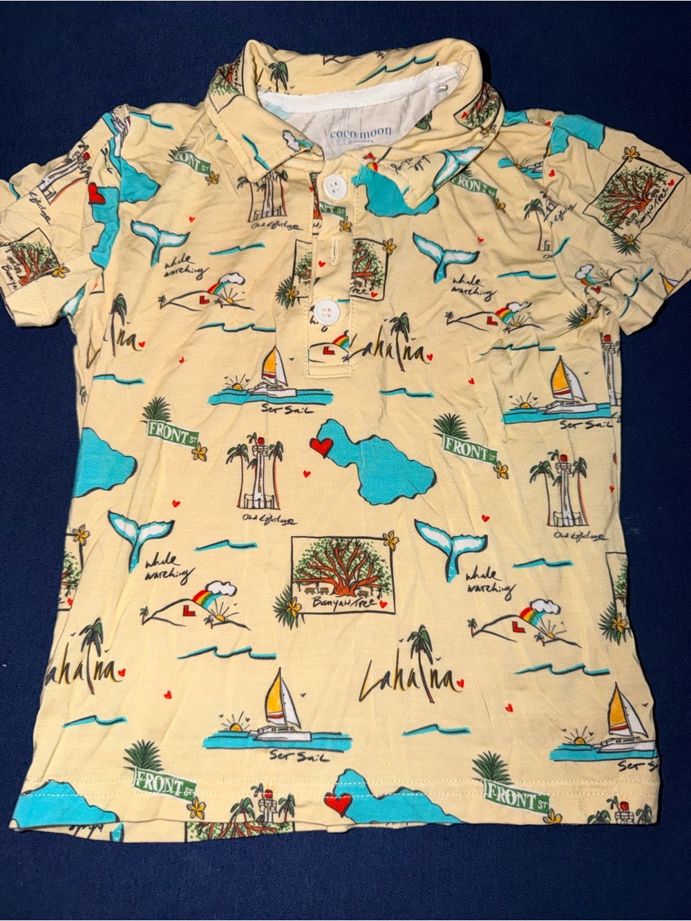 Coco Moon Tropical Print Toddler Boy Polo -